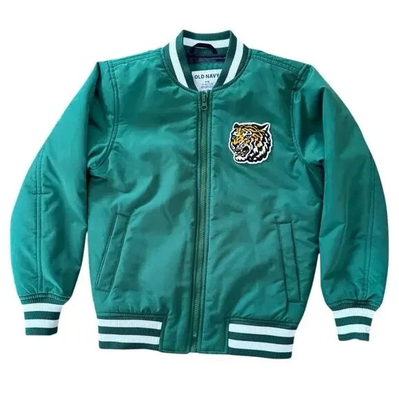 Old Navy Boys Bomber Varsity Jacket Patch Medium Size 8 - Picture 1 of 9